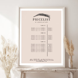 Póster Minimal Elegant Eyebrow Salon Pricelist