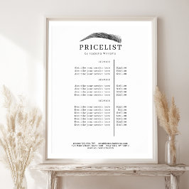 Póster Minimal Elegant Eyebrow Salon Pricelist