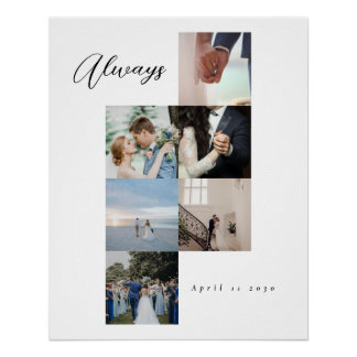 Póster Minimal Elegant Wedding Customizable Photo Collage