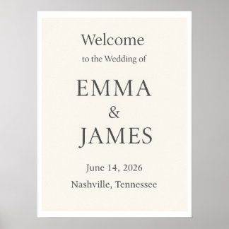 Póster Minimal Elegant Wedding Welcome Sign | Editable 18