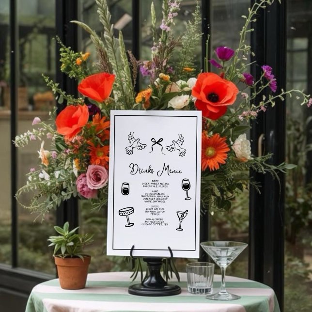 Póster Minimal Hand Drawn “Drinks Menu” Wedding Bar  (Subido por el creador)