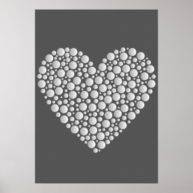 Póster Minimal Heart Circles – White Gradient on Dark  (Frente)