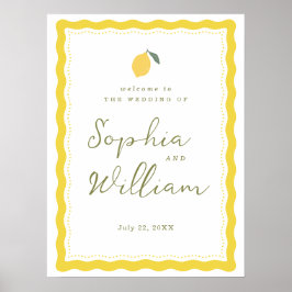 Póster Minimal Lemon Amalfi Coast Wedding Welcome Sign