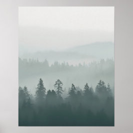 Póster Minimal Misty Forest Wall Art
