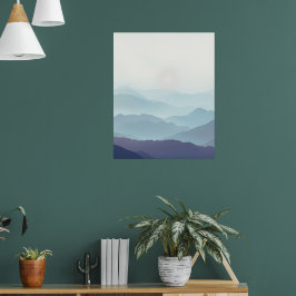 Póster Minimal Misty Mountain Wall Art Print