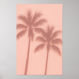 Póster Minimal Palm Tree Shadows – Soft Coral Aesthetic