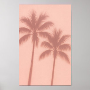 Póster Minimal Palm Tree Shadows – Soft Coral Aesthetic