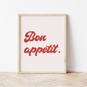 Póster Minimal Retro Script 'Bon Appétit' Cocina 