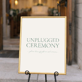 Póster Minimal Sage Green Unplugged Ceremony Wedding Sign