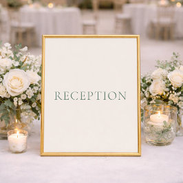 Póster Minimal Sage Green Wedding Reception Sign