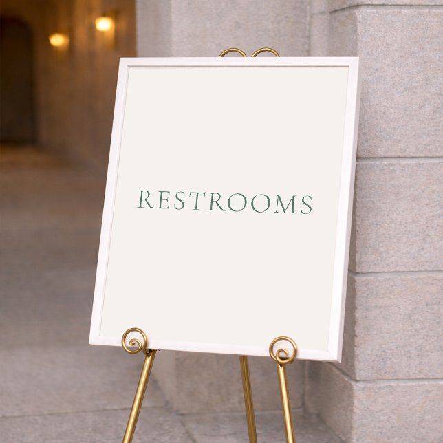 Póster Minimal Sage Green Wedding Restrooms Sign (Subido por el creador)