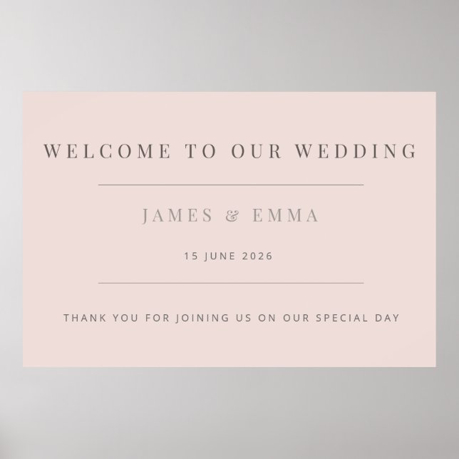 Póster Minimal Wedding Warm Blush (Frente)