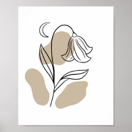 Póster Minimal Wildflower Line Art Boho 