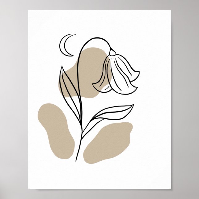 Póster Minimal Wildflower Line Art Boho  (Frente)