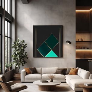 Póster Minimalismo Esmeralda y Oro