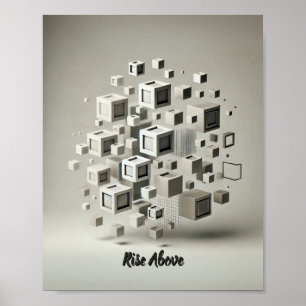 Póster Minimalismo monocromo: resumen de cuadrados flotan