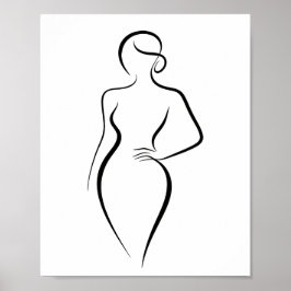 Póster Minimalist Abstract Woman Body Line Art Silhouette