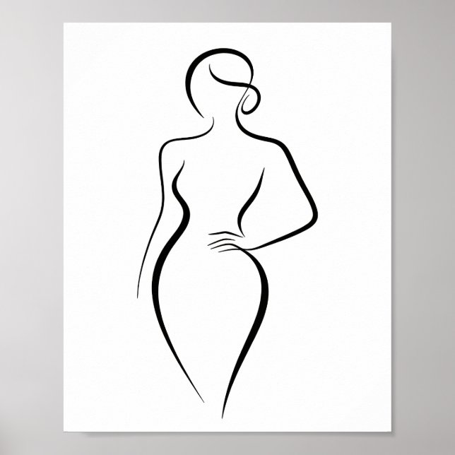 Póster Minimalist Abstract Woman Body Line Art Silhouette (Frente)