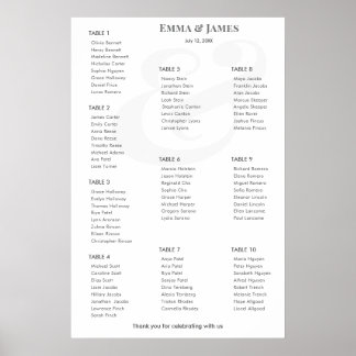 Póster Minimalist Ampersand Wedding | Seating Chart | 10