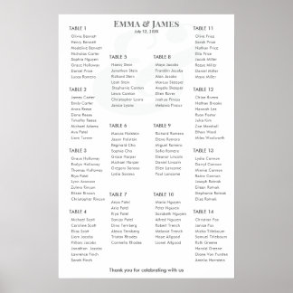 Póster Minimalist Ampersand Wedding | Seating Chart 14