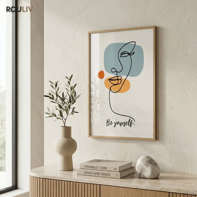 Póster Minimalist 'Be Yourself' Architectural Line Art  (Minimalist 'Be Yourself' Architectural Line Art - Modern Ivory Wall Decor)