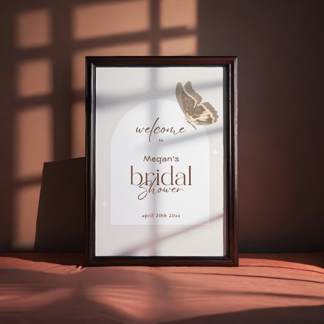 Póster Minimalist Beige Butterfly Bridal Shower Welcome (Subido por el creador)