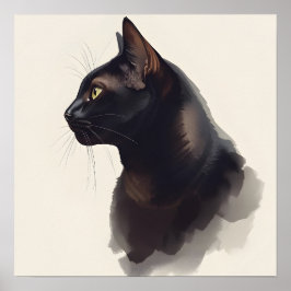 Póster Minimalist Black Cat Art Print