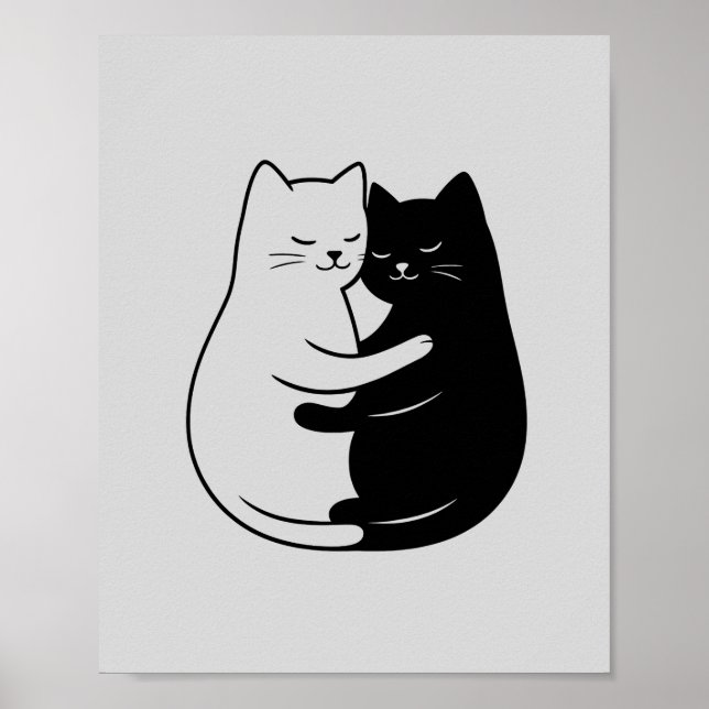 Póster Minimalist Black & White Cat Art for Home (Frente)
