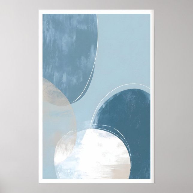 Póster Minimalist Blue Circle Art Print - Soft Brush (Frente)