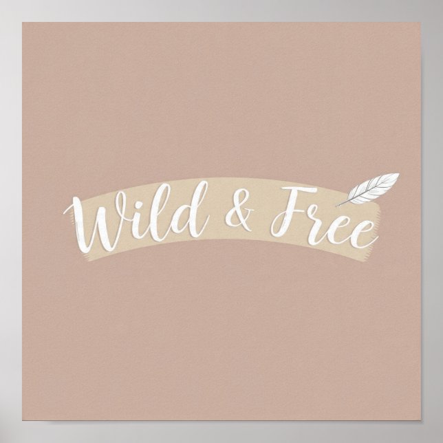 Póster Minimalist Bohemian Art: Wild & Free Feather Arrow (Frente)