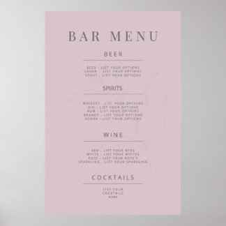 Póster Minimalist Botanical Wedding Sign Dusky Rose