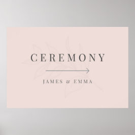 Póster Minimalist Botanical Wedding Sign Warm Blush