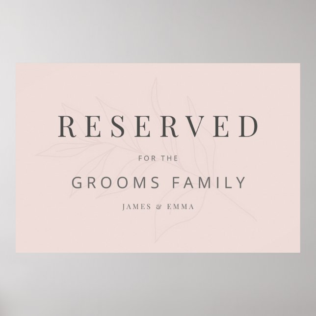 Póster Minimalist Botanical Wedding Sign Warm Blush (Frente)