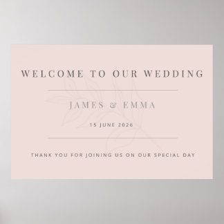 Póster Minimalist Botanical Wedding Warm Blush