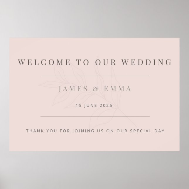 Póster Minimalist Botanical Wedding Warm Blush (Frente)