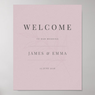 Póster Minimalist Botanical Welcome Sign Dusky Rose