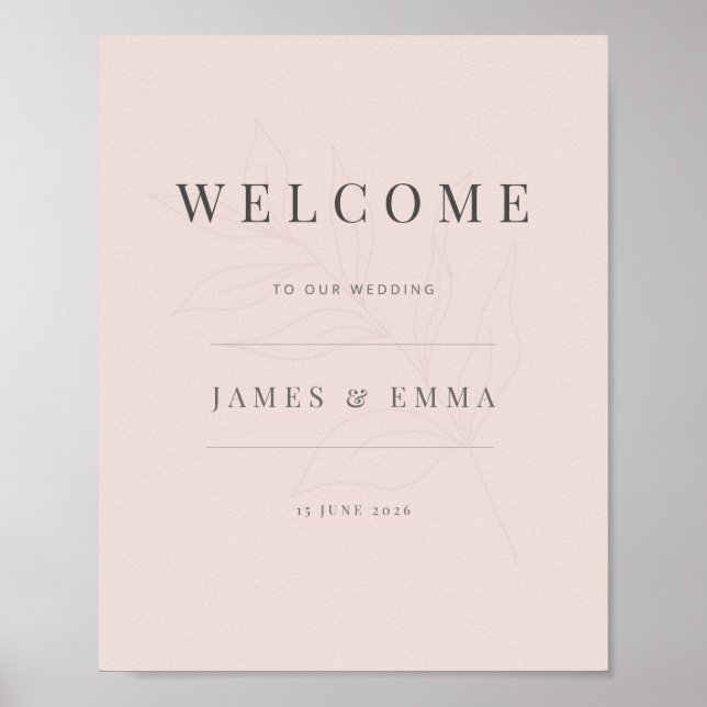 Póster Minimalist Botanical Welcome Sign | Warm Blush (Frente)