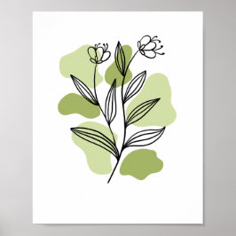 Póster Minimalist Botanical Wildflowers Line Art 