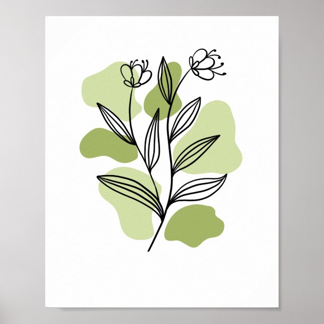 Póster Minimalist Botanical Wildflowers Line Art  (Frente)