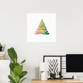 Póster Minimalist Brushstroke Christmas Tree