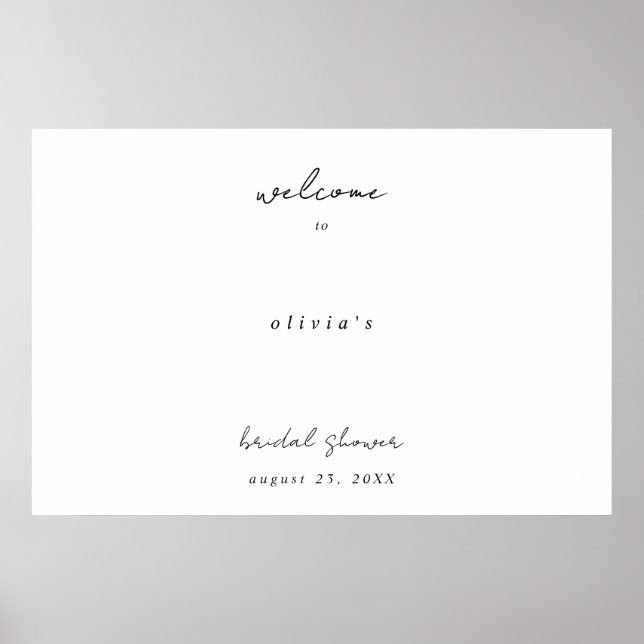 Póster Minimalist Calligraphy Bridal Shower Welcome  (Frente)