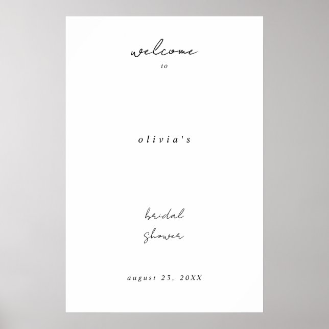 Póster Minimalist Calligraphy Bridal Shower Welcome (Frente)