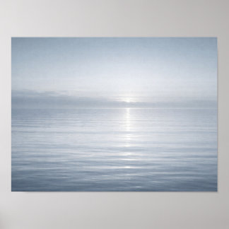 Póster Minimalist Calm Blue Ocean Horizon Sun Reflection