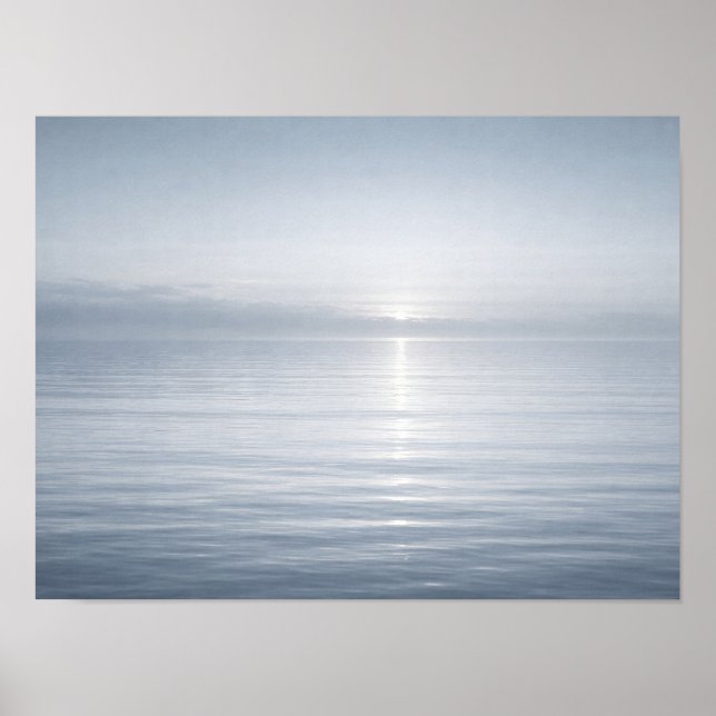 Póster Minimalist Calm Blue Ocean Horizon Sun Reflection  (Frente)