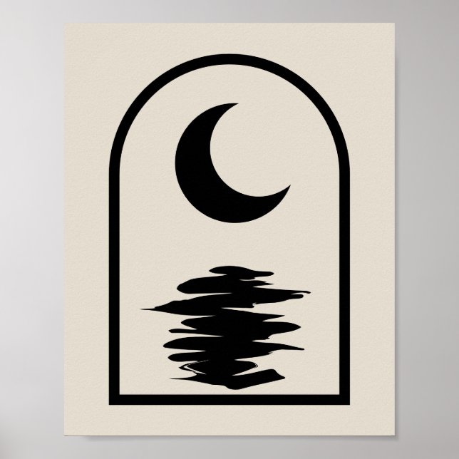 Póster Minimalist Celestial Moon and Water (Frente)