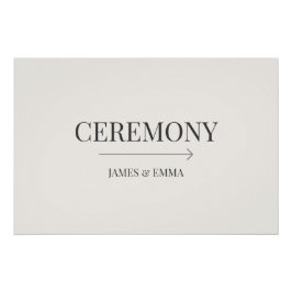 Póster Minimalist ‘Ceremony’ Wedding Sign Warm Ivory
