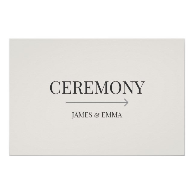 Póster Minimalist ‘Ceremony’ Wedding Sign Warm Ivory (Anverso)