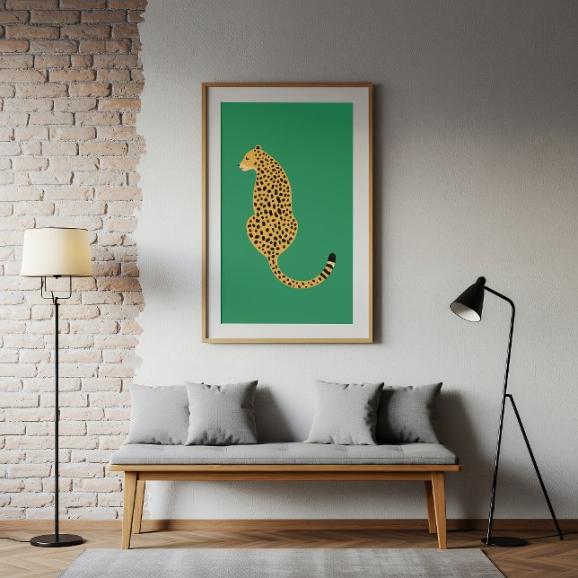Póster Minimalist Cheetah Illustration Green  (Subido por el creador)