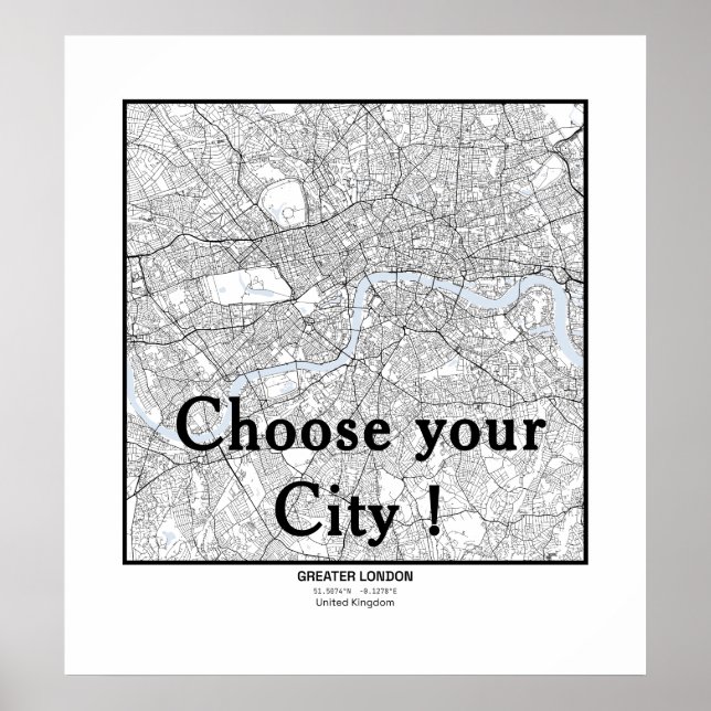 Póster Minimalist City Maps Poster Line Art (Frente)