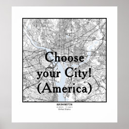 Póster Minimalist City Maps Poster Line Art AMERICA